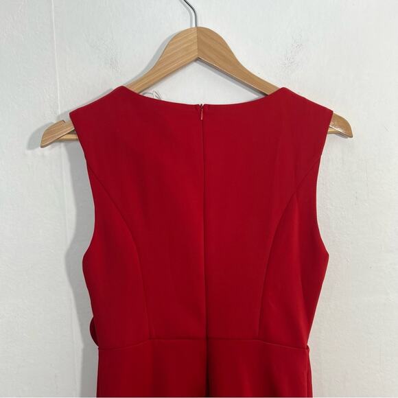 Fehaute Red Elegant Midi A-line Waist Twist Day To Night Dress Size Small NWT - Picture 10 of 14
